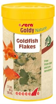 sera Goldy Nature 250 мл (60 г) - корм для рыб в хлопьях - фото 20924