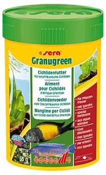 sera Granugreen 100 мл - корм для травоядных цихлид (гранулы) - фото 20926
