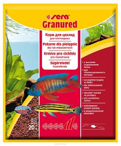 sera Granured 20 г (пакетик) - корм для плотоядных цихлид (гранулы) - фото 20935