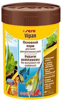 sera Vipan 100 мл - универсальный корм для аквариумных рыбок (хлопья) - фото 21272
