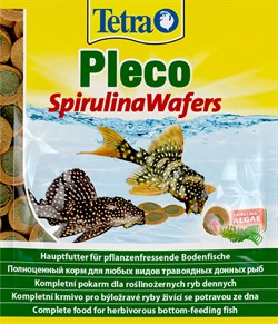 Tetra Pleco Spirulina Wafers 15 г (пакетик) - корм для крупных травоядных донных рыб - фото 22536