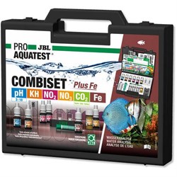 JBL Test Combi Set + Fe (железо) - водонепроницаемый пластиковый чемодан, содержащий набор из 5 тестов + 1 таблица (СО2) для определения основных параметров воды - фото 23642