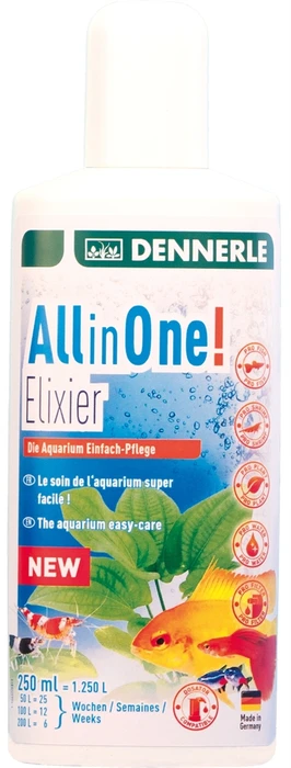 Dennerle All in One! Elixier - добавка-удобрение для комплексного ухода за аквариумом с растениями, 250мл Den-2849