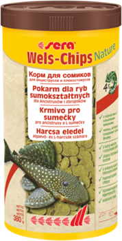 sera Wels chips Nature 1000 мл - корм для лорикариевых сомов (присосок) - фото 25897
