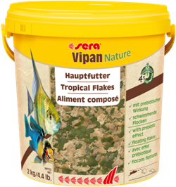 sera Vipan Nature 10 л (ведро) - универсальный корм для аквариумных рыбок (крупные хлопья) - фото 25981
