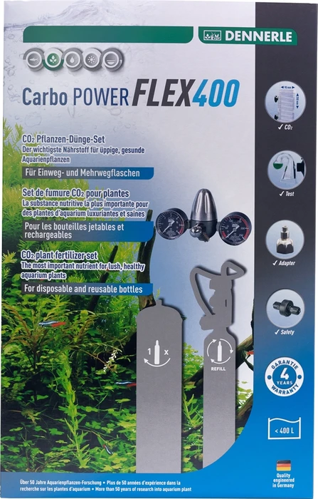 Dennerle Carbo Power FLEX400 - система подачи углекислого газа без баллона (редуктор с двумя манометрами), для аквариумов до 400 литров Den-2942