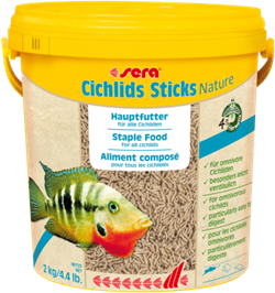 sera Cichlids Sticks Nature 10 л - корм в палочках для всех видов цихлид и других крупных рыб - фото 26292