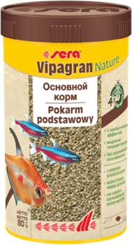 sera Vipagran Nature 250 мл - универсальный корм для всех видов рыб (гранулы) - фото 26691