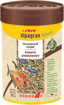 sera Vipagran Nature 100 мл - универсальный корм для всех видов рыб (гранулы) - фото 26693