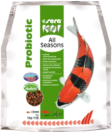 Sera Koi All Seasons Probiotic 5 кг - всесезонный корм для прудовых рыб с пробиотиками S32098