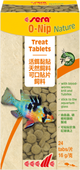 sera O-Nip Nature 24 таблетки - корм для всех видов рыб, может быть приклеен к стеклу - фото 27835