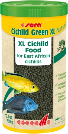 sera Cichlid Green XL Nature 1 л - гранулы со спирулиной (10%) для крупных травоядных цихлид S0213