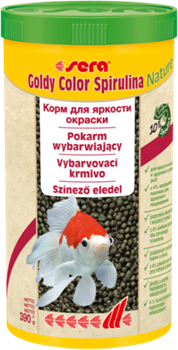 sera Goldy color spirulina Nature 1 л - корм для золотых рыбок со спирулиной - фото 27852