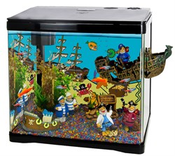 PRIME "собери свой ПИРАТСКИЙ ОСТРОВ" - аквариум детский, 33л,  черный, полный комплект с оборудованием и декорациями - фото 28168