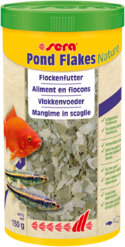 sera pond flakes Nature 1 л (хлопья) - корм для всех видов прудовых рыб - фото 28511