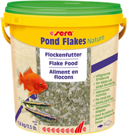 sera pond flakes Nature 10 л (хлопья) - корм для всех видов прудовых рыб - фото 28513