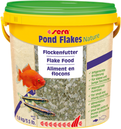 sera pond flakes Nature 10 л (хлопья) - корм для всех видов прудовых рыб S7090 - фото 28513