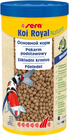 sera KOI Royal medium Nature 1 л (гранулы - 4 мм) - корм для средних карпов Кои S7115