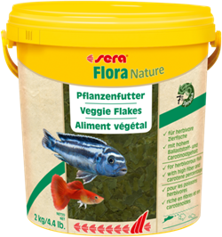 sera Flora Nature 10 л (2 кг) - корм для травоядных рыб в хлопьях - фото 31389