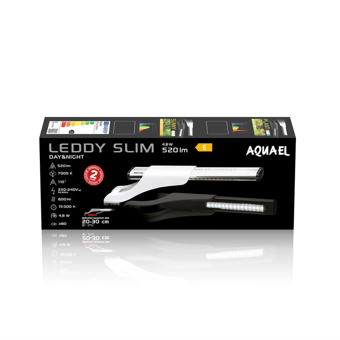 AQUAEL LEDDY SLIM  4,8 Вт - SUNNY DAY&NIGHT  светильник для аквариума белый (20-30см) 124216