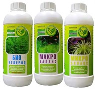 Aquabalance - набор удобрений (Микро-баланс, Макро-баланс, Био-углерод + альгицид), 3 х 1 л