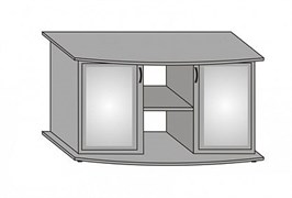 Aquaplus тумба фигурная 120*40*70, цвет металлик, с двумя тонированными стеклянными дверцами+МДФ