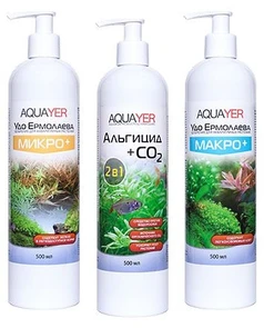 Aquayer - набор удобрений (Микро+, Макро+, Альгицид+СО2), 3 х 500 мл MI500+MA500+AL500