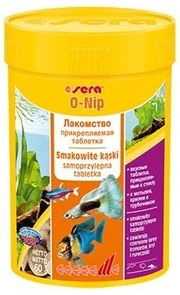 sera O-Nip 100 таблеток - корм для всех видов рыб, может быть приклеен к стеклу S0440