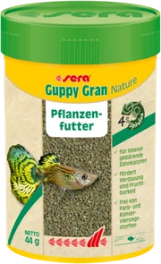 {{photo.Alt || photo.Description || 'sera Guppy gran Nature 100 мл - специальный корм для гуппи (гранулы)'}}
