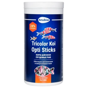 {{photo.Alt || photo.Description || 'Anubias Tricolor Koi Opti Sticks - корм для кои и других прудовых рыб, палочки 9х2мм, 1000мл (400г)'}}