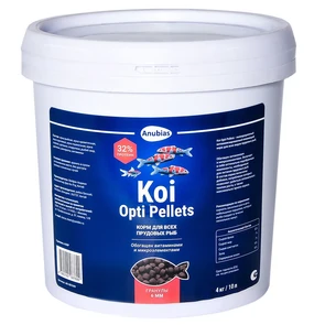 {{photo.Alt || photo.Description || 'Anubias Koi Opti Pellets - корм для кои и других прудовых рыб, гранулы 6мм, ведро 10л (4кг)'}}