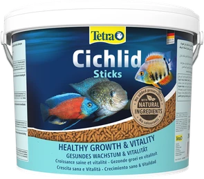 {{photo.Alt || photo.Description || 'Tetra Cichlid Sticks 10 л (ведро) - основной корм для цихлид (палочки)'}}