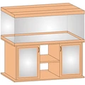Aquaplus аквариум П-450 LUX цвет - бук - (150*50*60) + крышка 150x50 4*36Вт - с тумбой 083545+143201